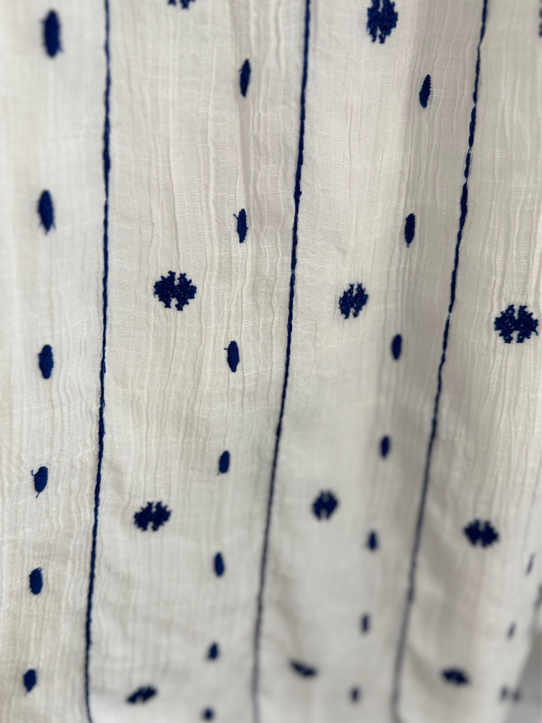 Vestido lino blanco con azul
