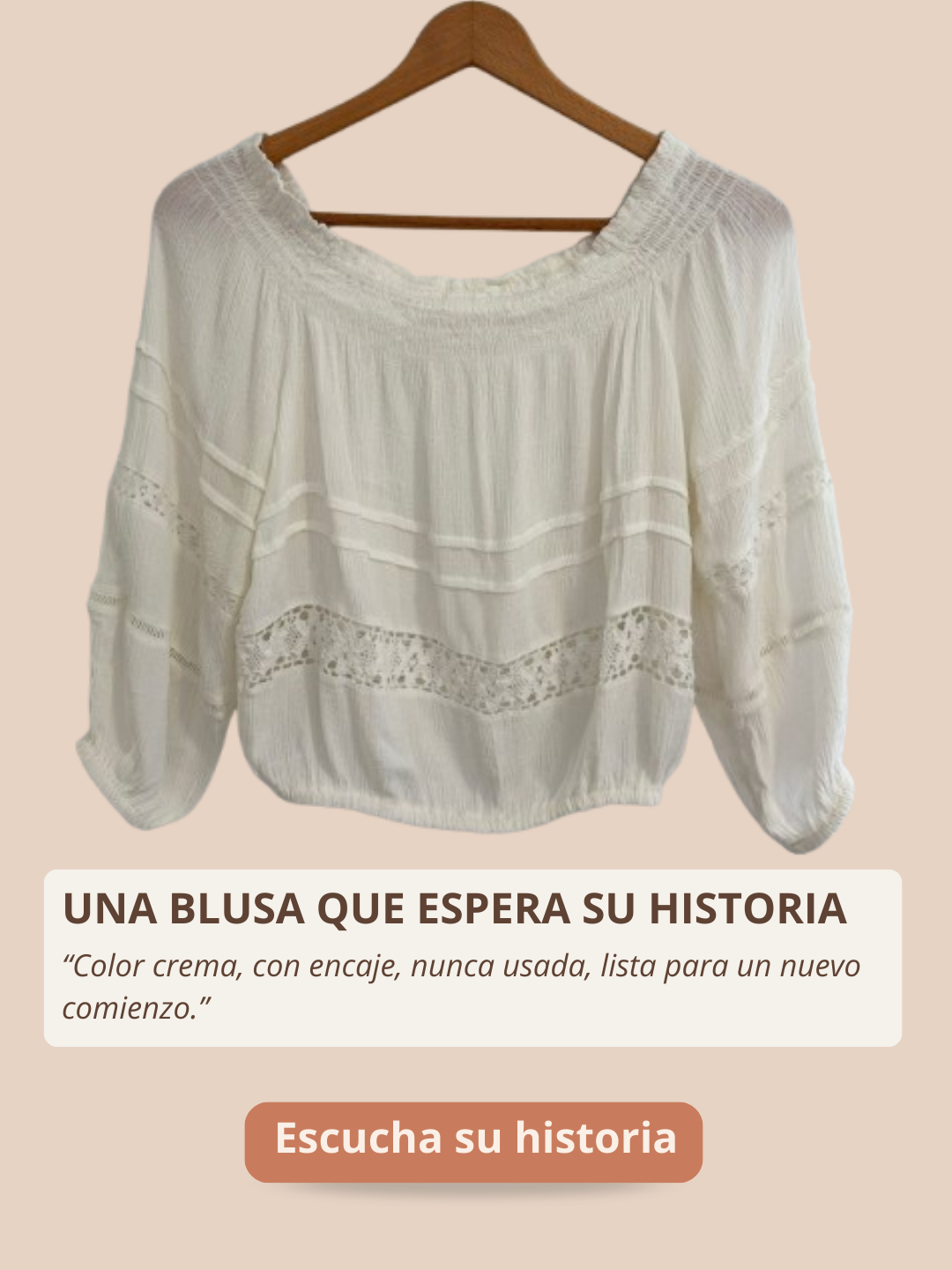 Blusa segunda mano crema con encajes