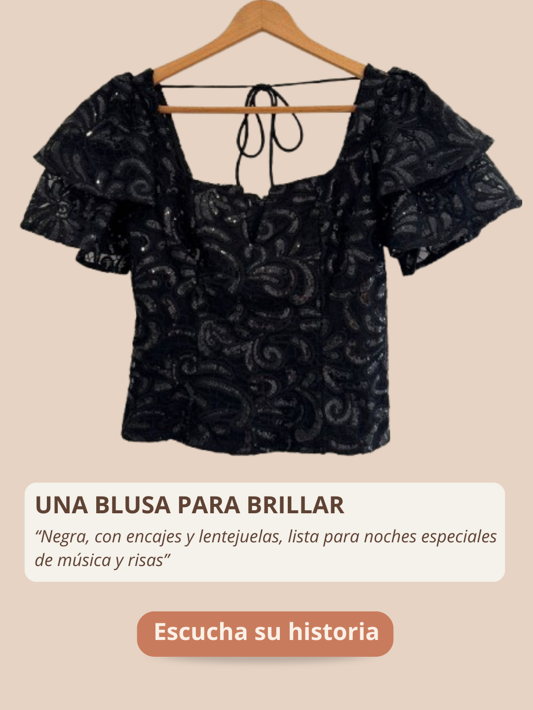 Blusa de segunda mano mujer con encajes y lentejuelas