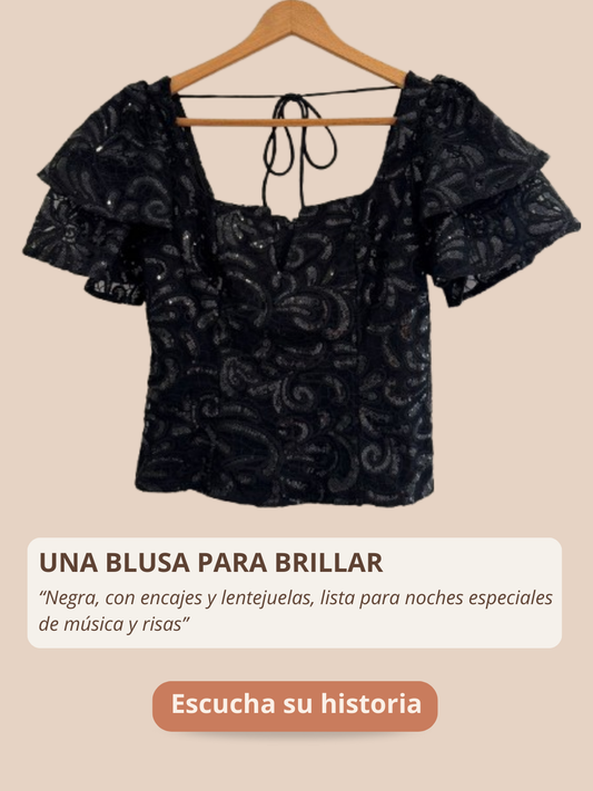 Blusa de segunda mano mujer con encajes y lentejuelas