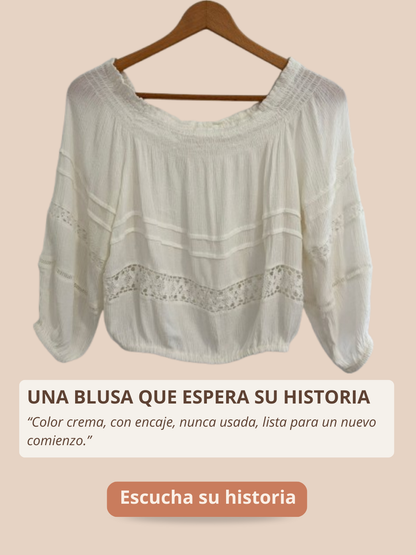 Blusa segunda mano crema con encajes