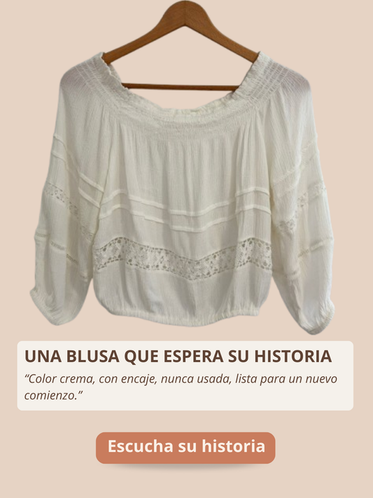 Blusa segunda mano crema con encajes